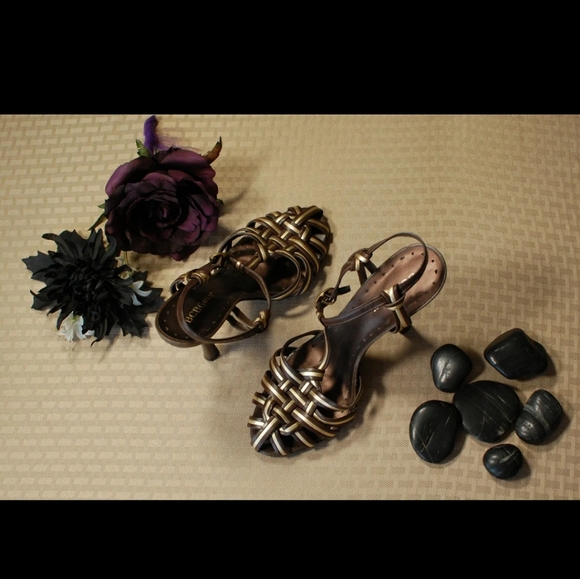 BCBGirls Brown Leather Sandals - Picture 1 of 8